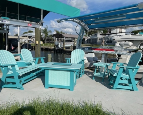 Dockside Retreat with fireable, 5ft bench glider, and 2ft gliders