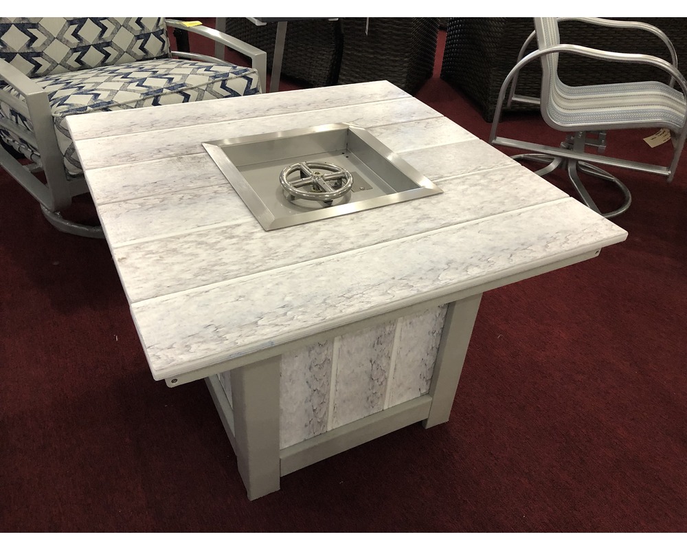 Square chat height fire table
