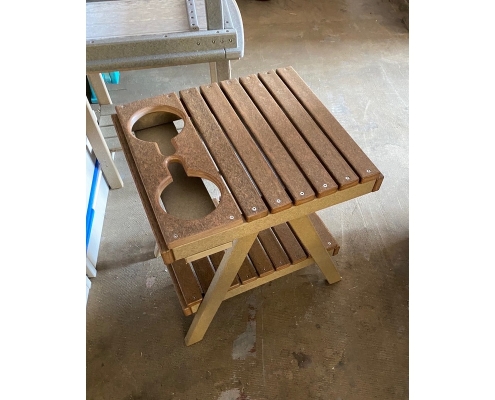 A-frame end table weather wood/walnut