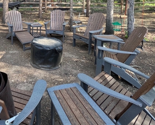 Adirondack chair with ottoman campfire