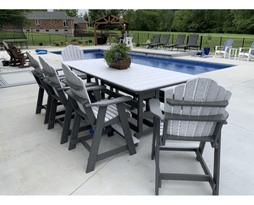 Counter Height 32x60 Rectangle Table with Fixed Patio Arm Chairs