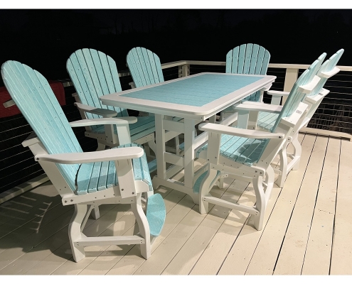36x72in Counter Height Rectangle table with Swivel Patio Armchairs with optional footrest