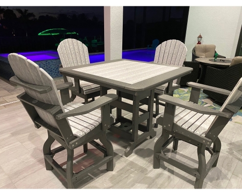 Counter Height 48in Square Table and Swivel Patio armchairs