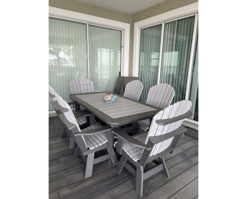 36x72in Dining Height Rectangle Table with swivel patio armchairs