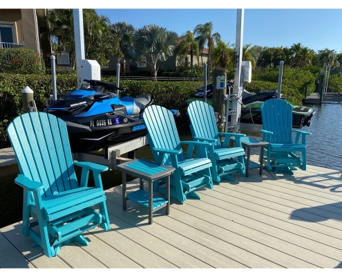 2ft Swivel Gliders on a dock. Aruba and Slate